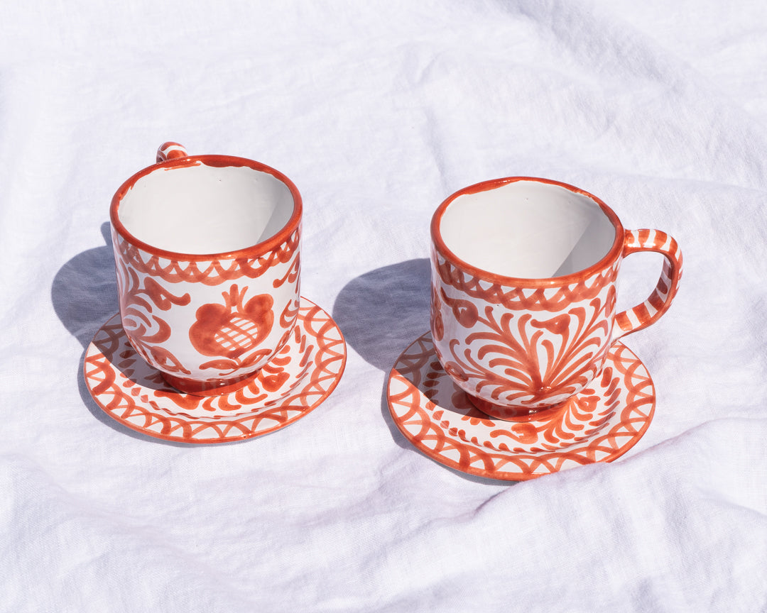 Casa Coral Mug with Hand-painted Designs