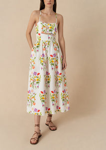 Jordan Pique Midi Dress in Terrazo Flower White