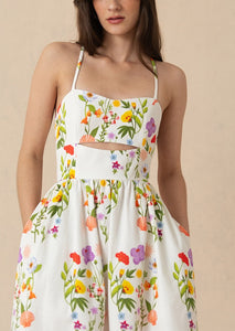 Jordan Pique Midi Dress in Terrazo Flower White