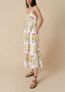 Jordan Pique Midi Dress in Terrazo Flower White