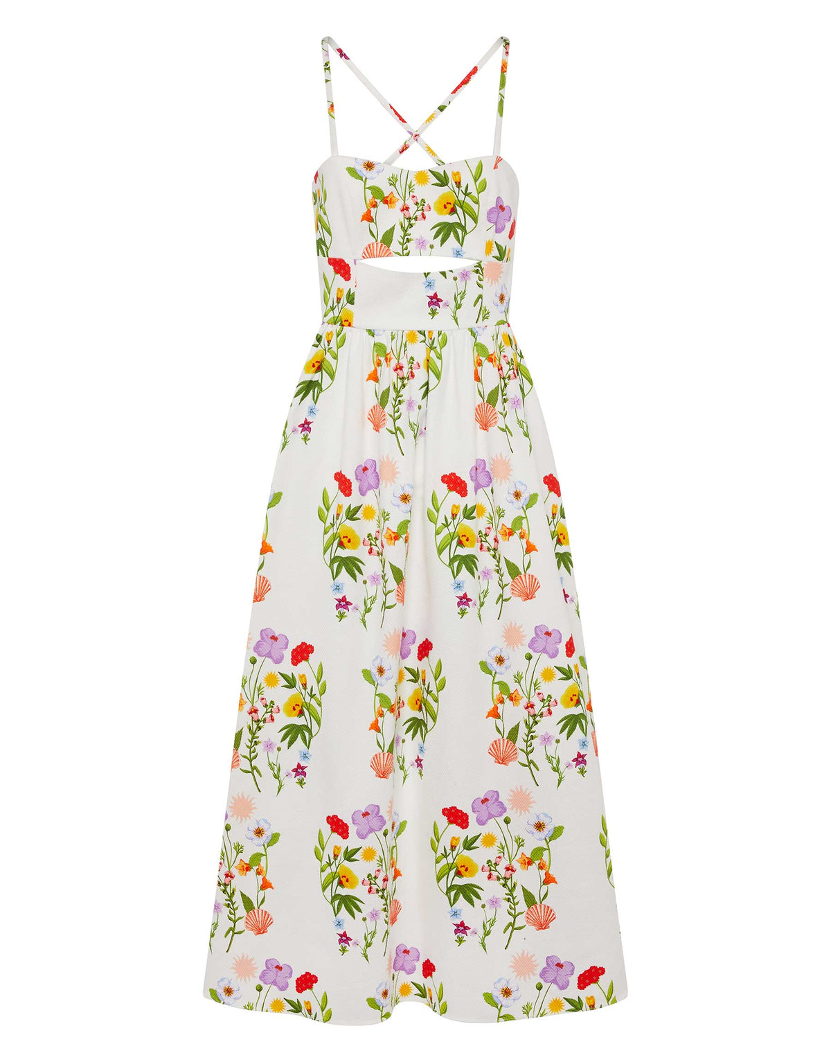 Jordan Pique Midi Dress in Terrazo Flower White