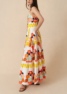 Jimena Cotton Maxi Dress in Astro Flower White