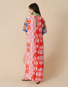 Penny Linen Midi Dress in Geo Flower Multi