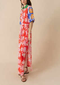 Penny Linen Midi Dress in Geo Flower Multi