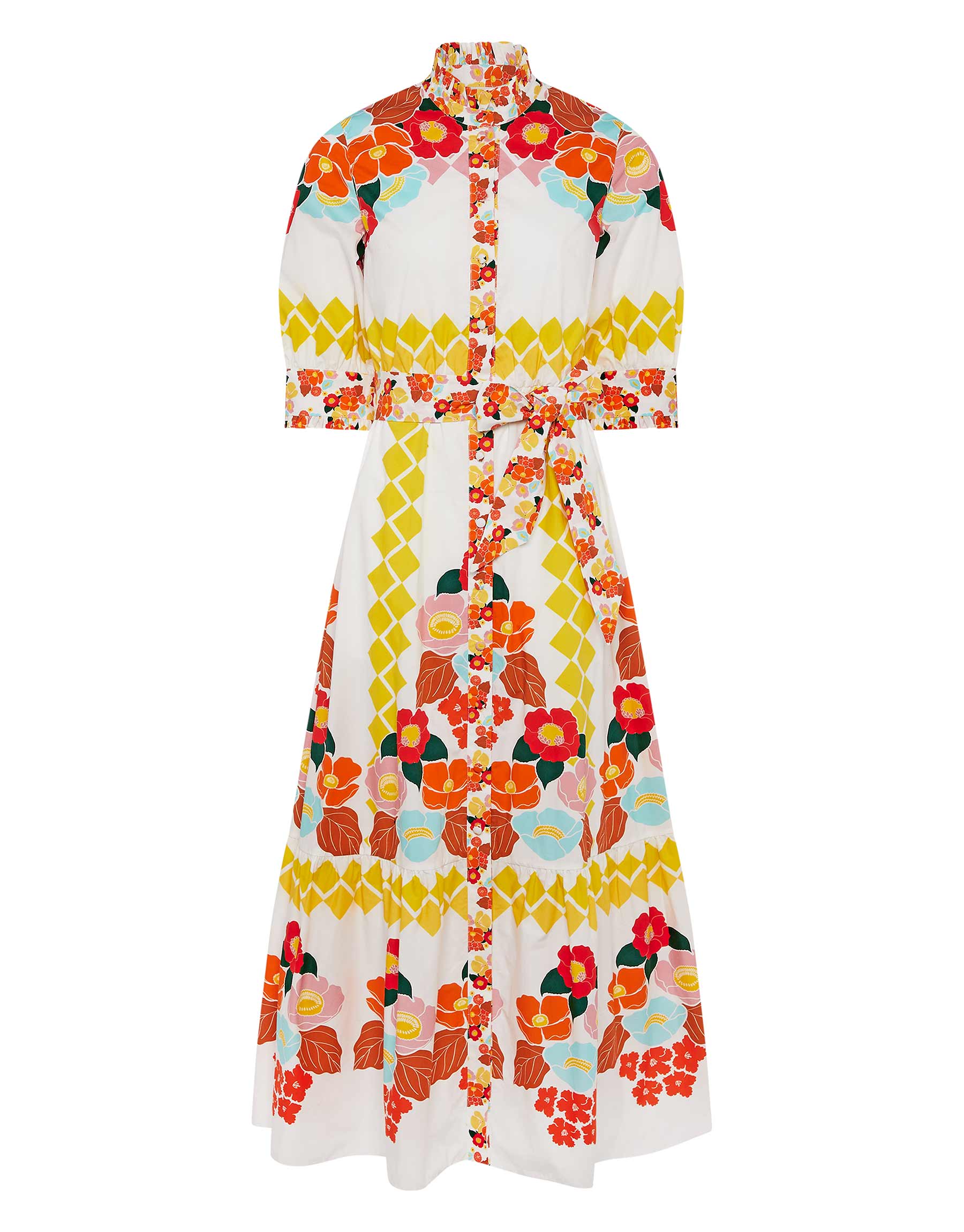 Marni Midi Dress in Astro Flowers White