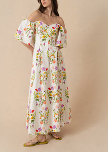 Gracie Pique Maxi Dress in Terrazo Flower White