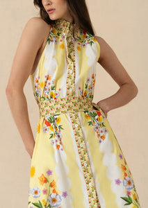 Biba Cotton Maxi Dress in Terrazo Yellow