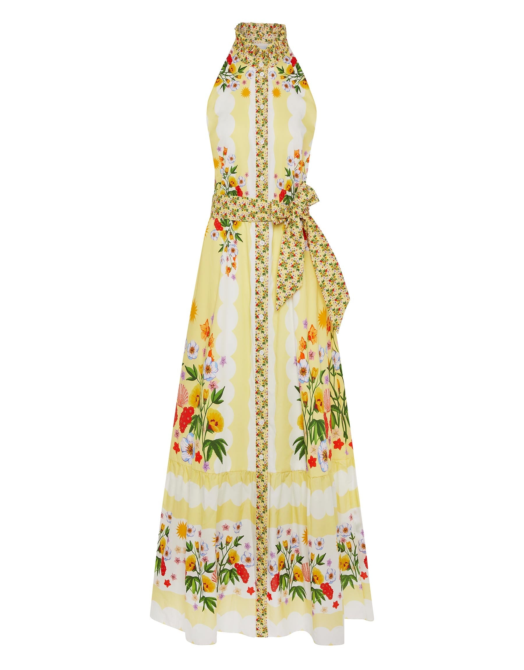 Biba Cotton Maxi Dress in Terrazo Yellow