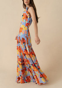 Tatiana Crepe Maxi Dress in Astro Flower Blue