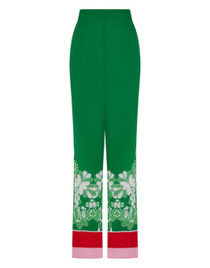 Havana Crepe Trouser in Geo Flower Green