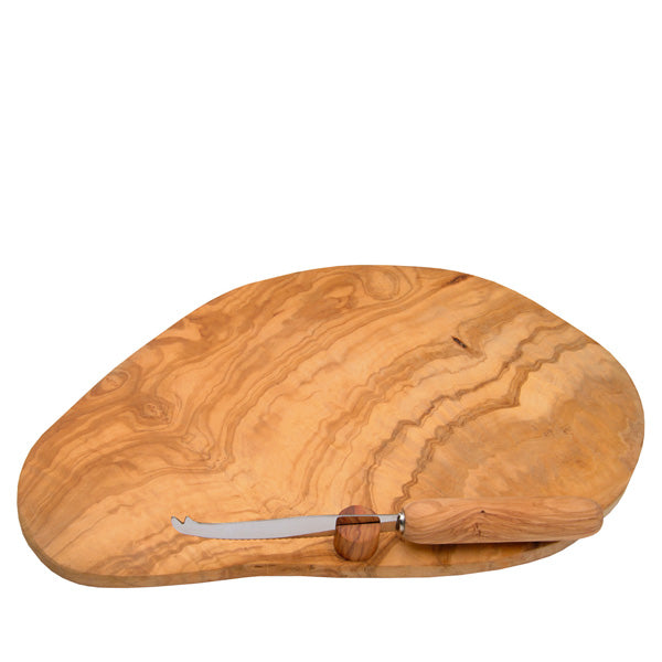 Olive Wood Cheese Board & Cheese Knife