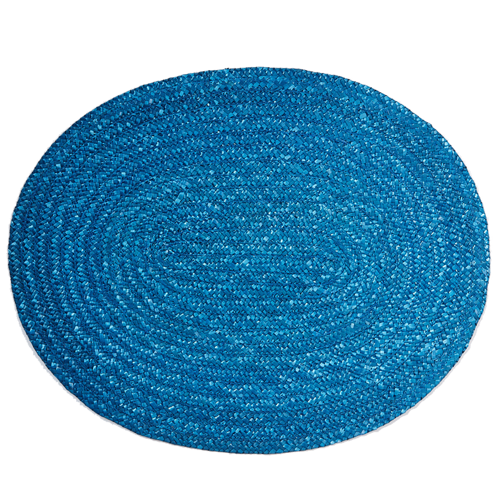 Woven Raffia Placemat in Blue