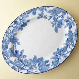 Blue Arbor Large Oval Rimmed Platter - Caskata