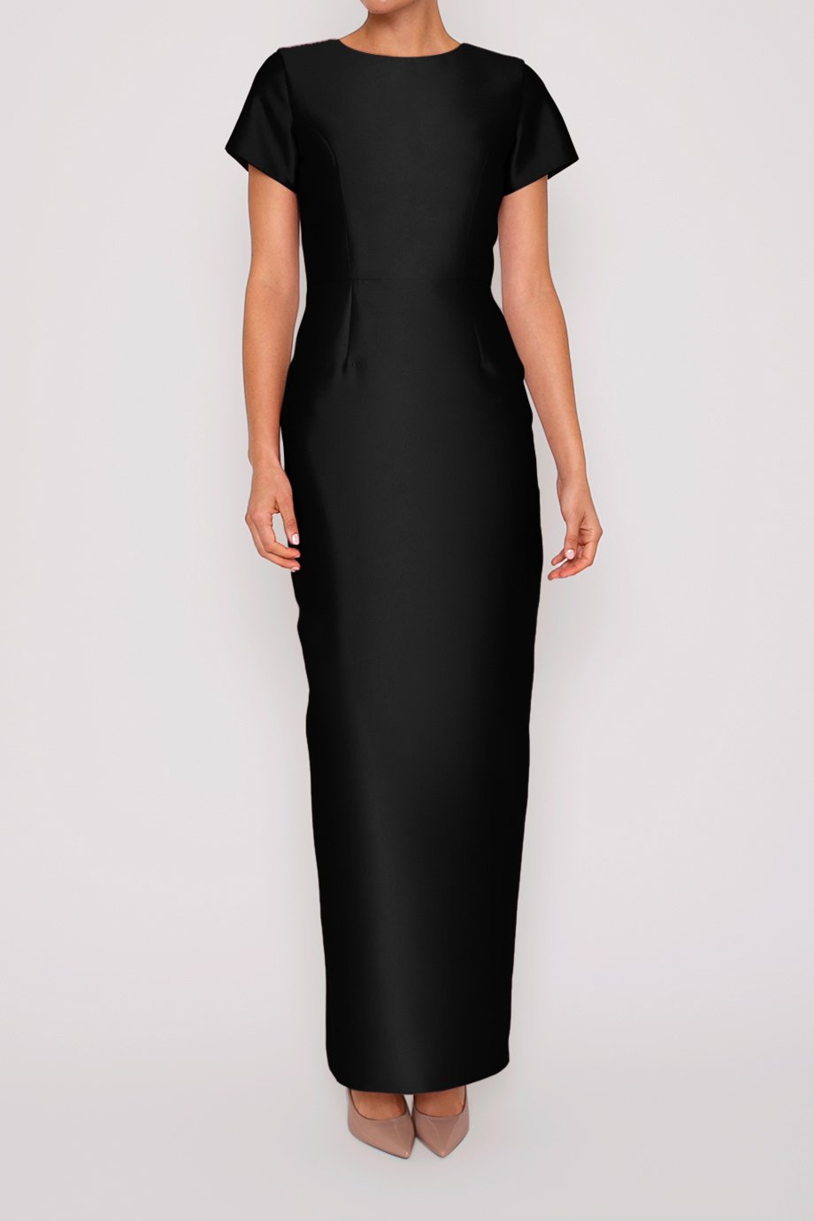 Bella Silk and Wool Column Gown with Removable Bow Belt