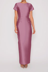 Bella Silk and Wool Column Gown with Removable Bow Belt