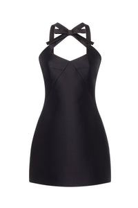 Devi Dress in Black Silk Wool