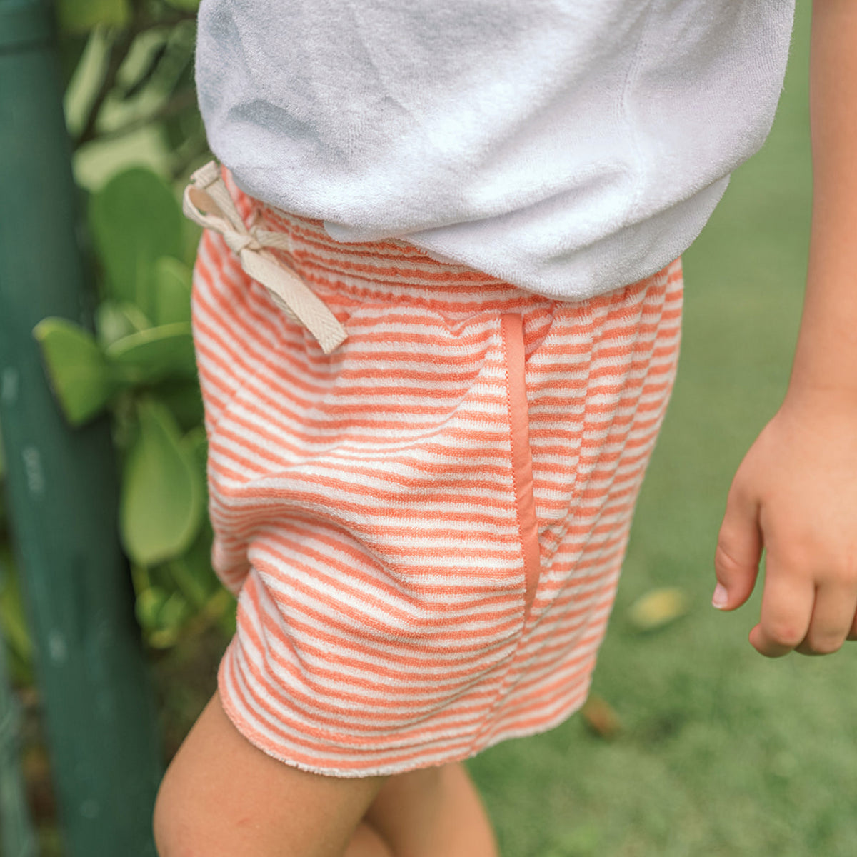 Boys Calypso Coral Stripe French Terry Short