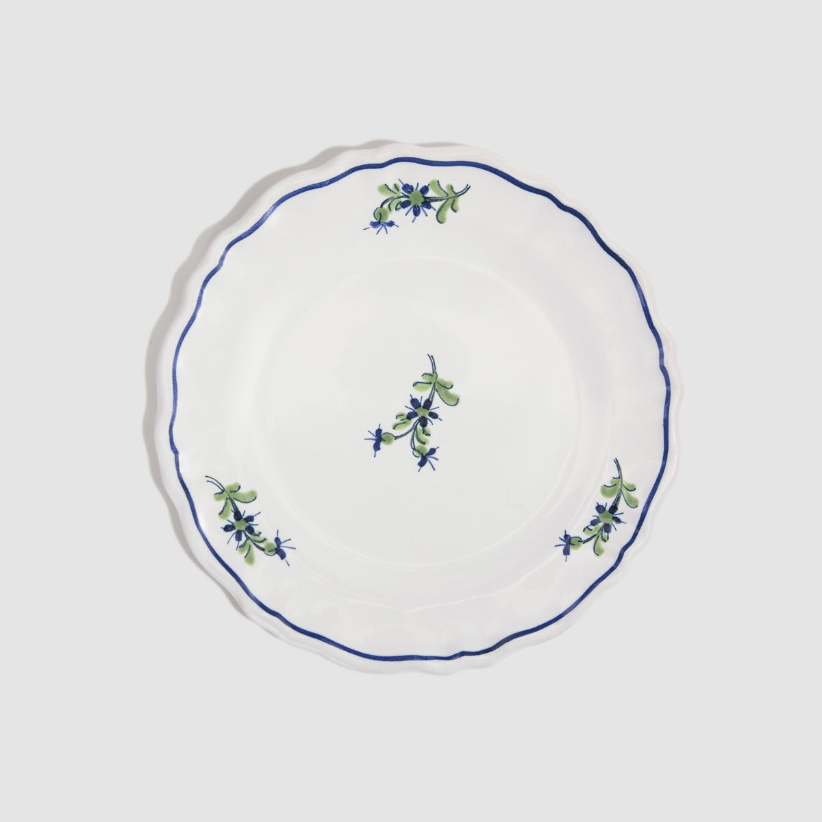 Les Bleuets Round Petite Plate in Bleu Égyptien in Vert