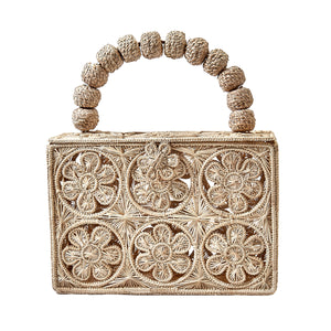 Rattan Bloom Cage Clutch