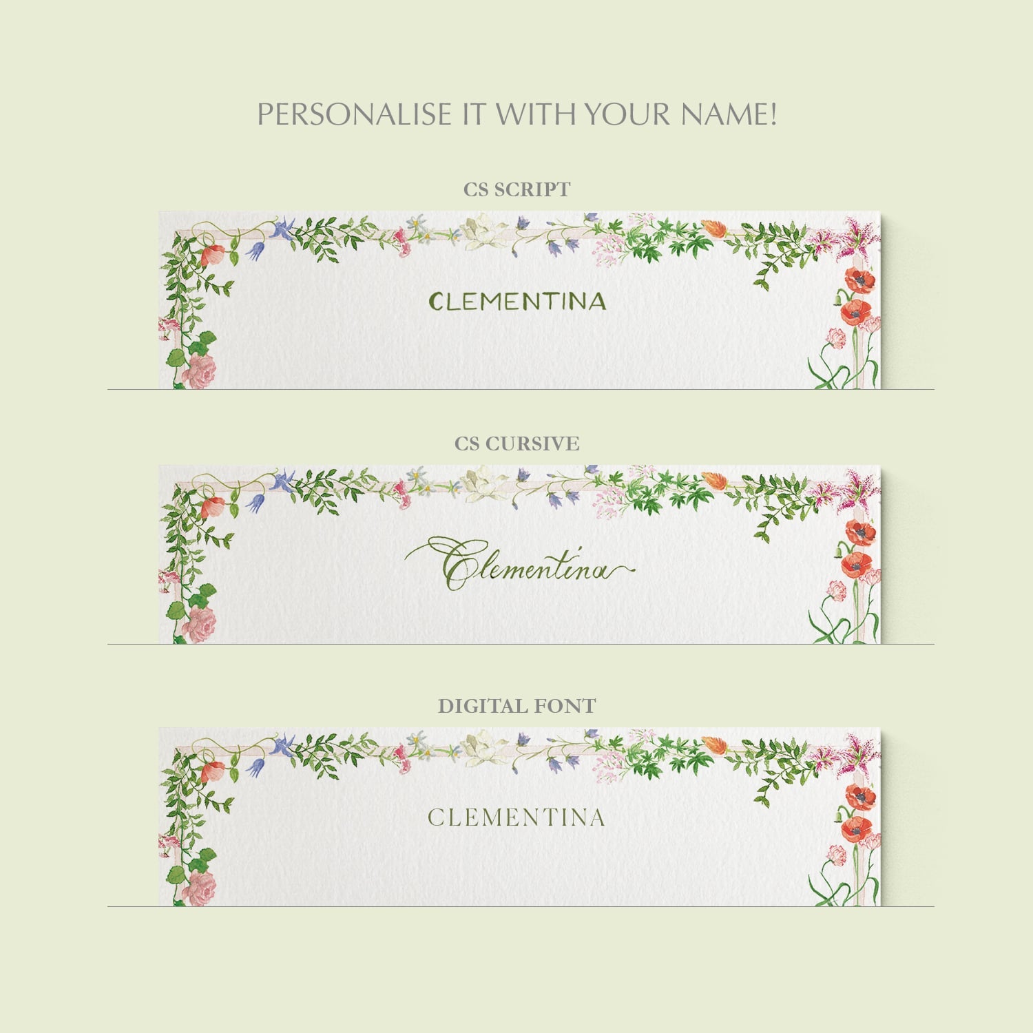 Wild Blooms Stationery Cards, Personalized Set of 50