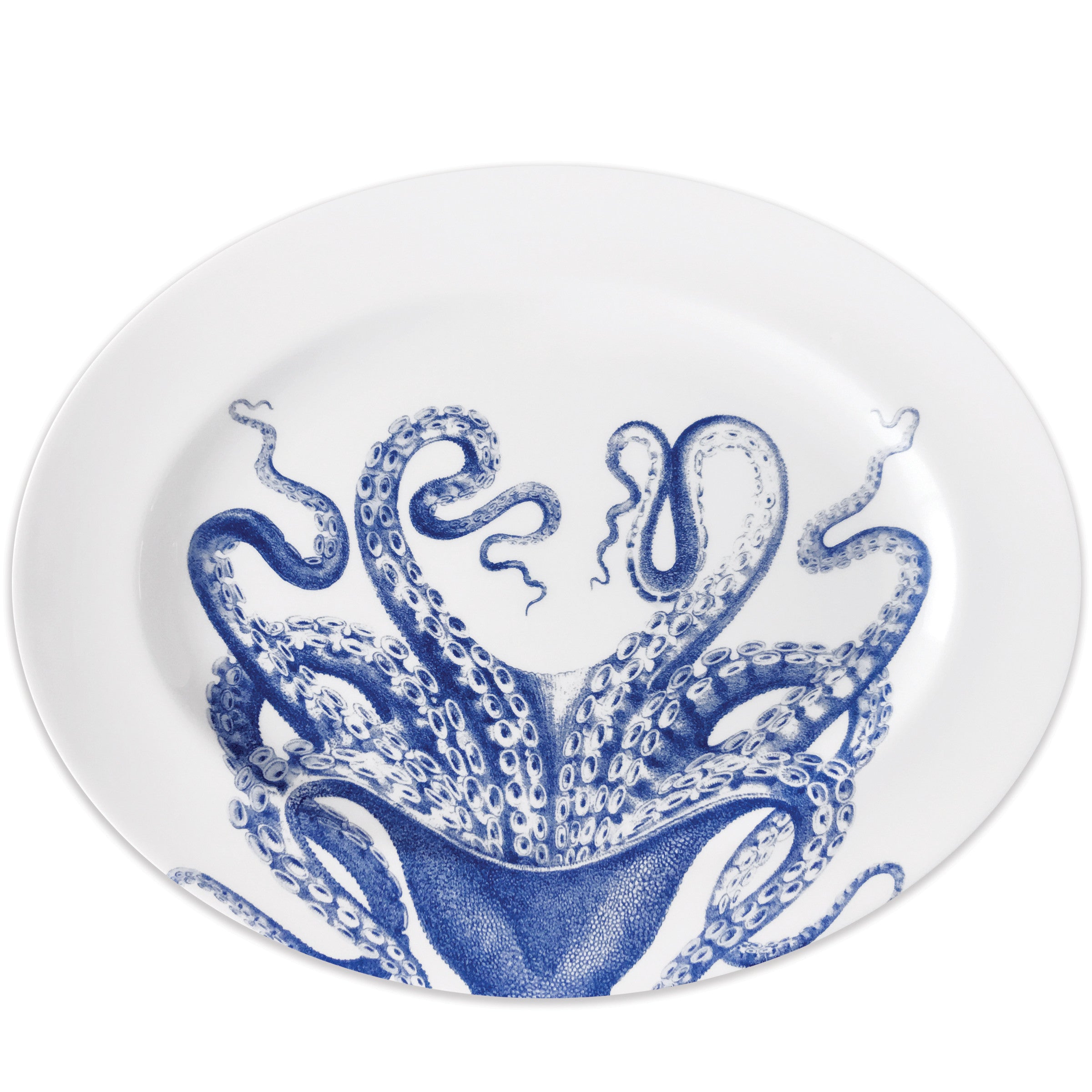 Blue Lucy Large Oval Rimmed Platter - Caskata