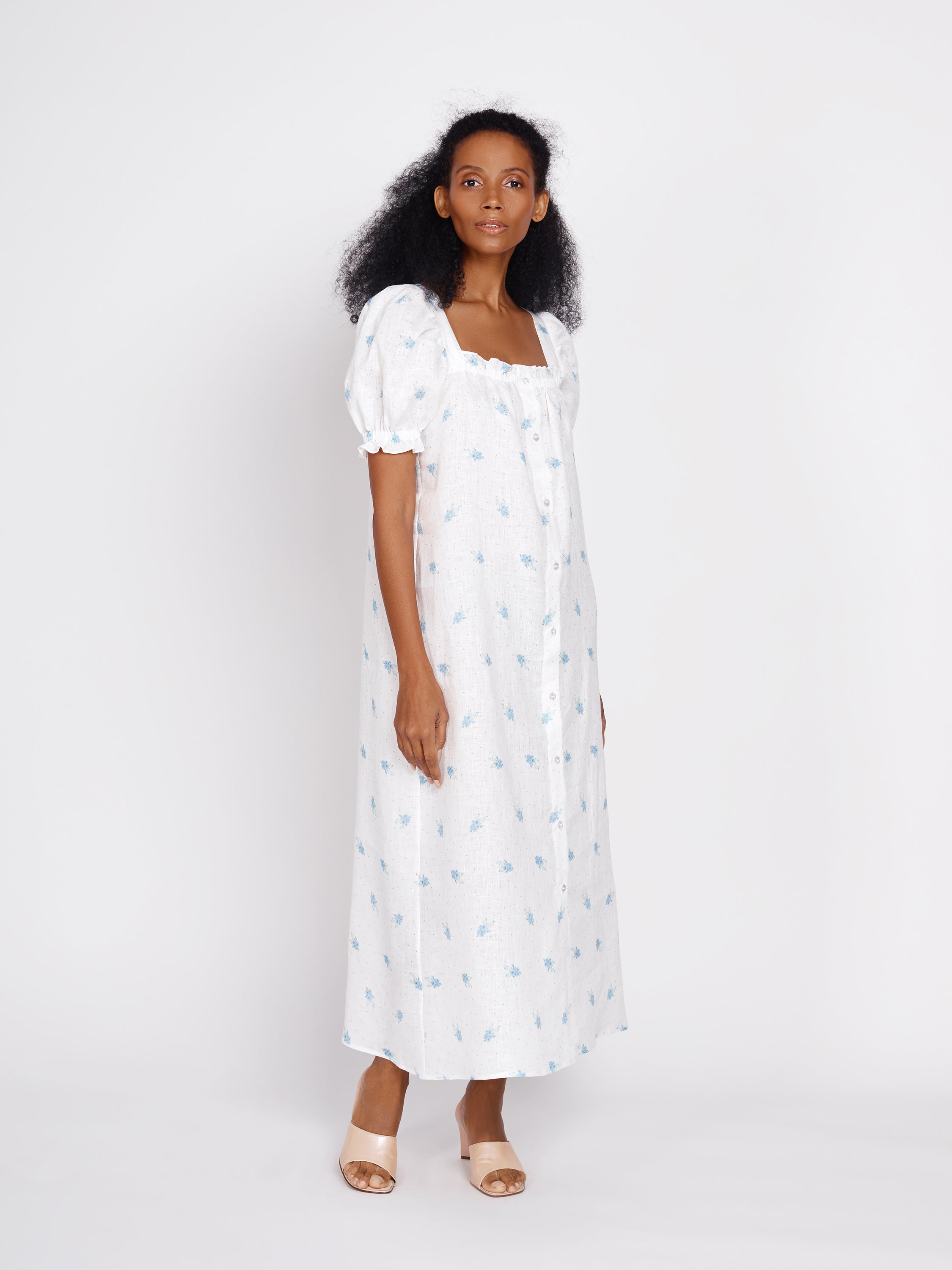 Brigitte Linen Maxi Dress in Linum