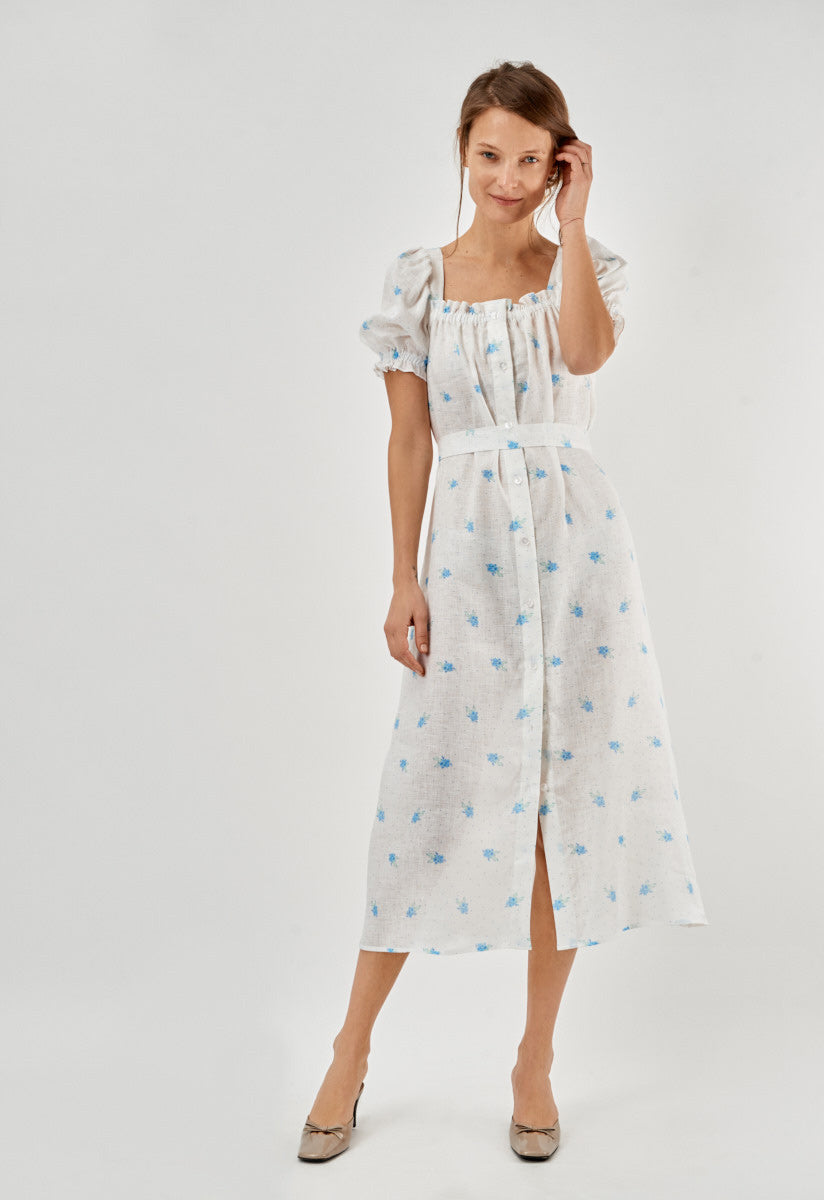 Brigitte Linen Maxi Dress in Linum