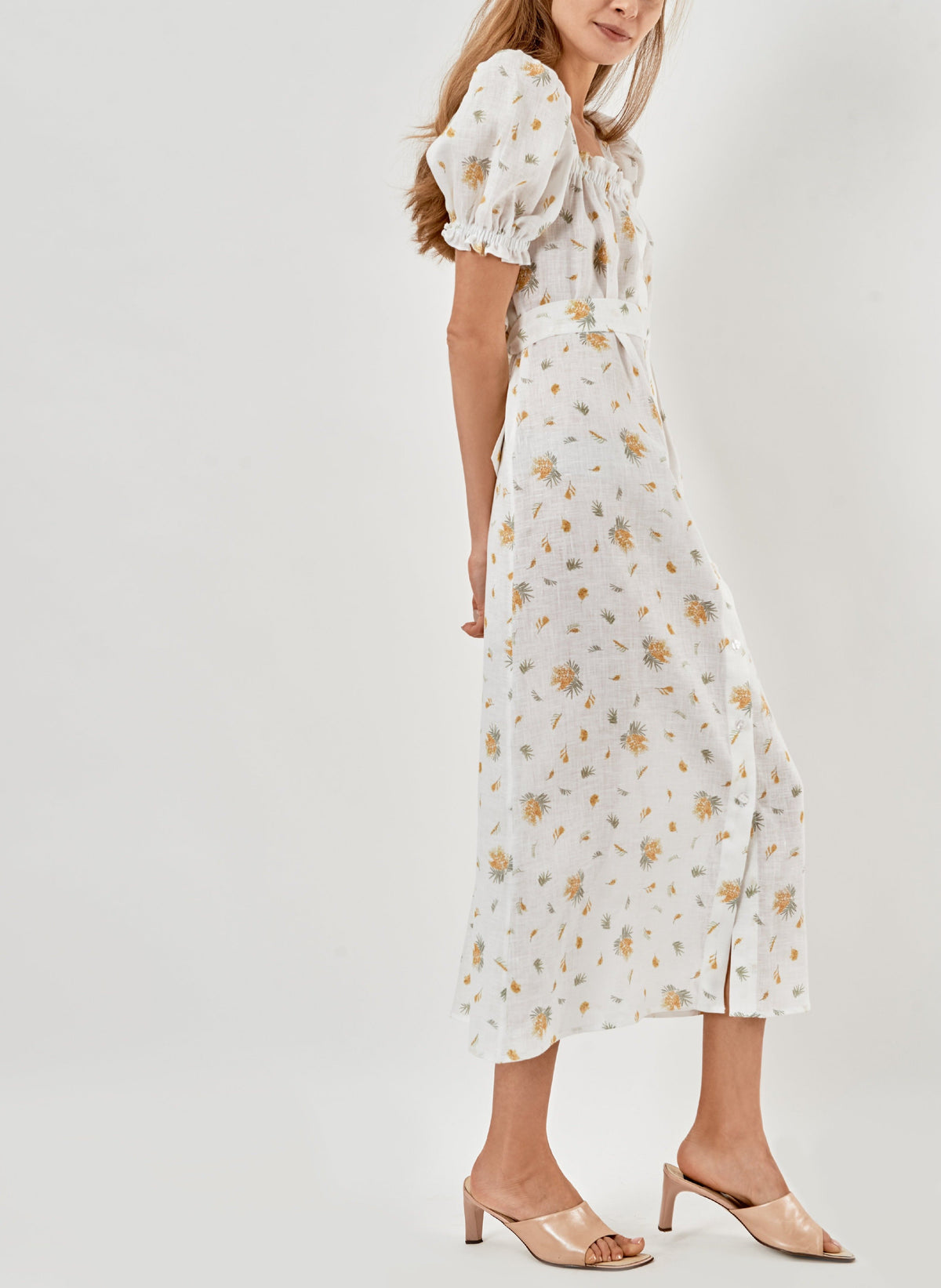 Brigitte Linen Maxi Dress in Mimosa