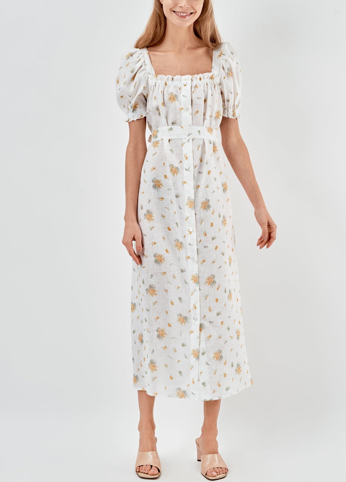 Brigitte Linen Maxi Dress in Mimosa