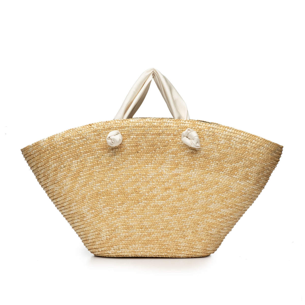 Carlotta Straw Tote W/Ivory Satin Bow - Eugenia Kim