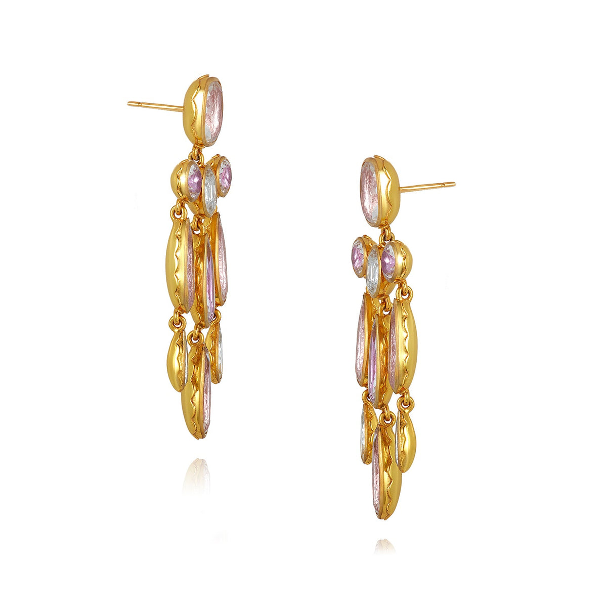 Catherine Long Girandole Earrings in Multi-Pink