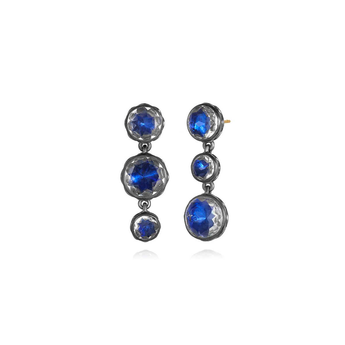 Catherine Round 3-Drop Earrings in Indigo