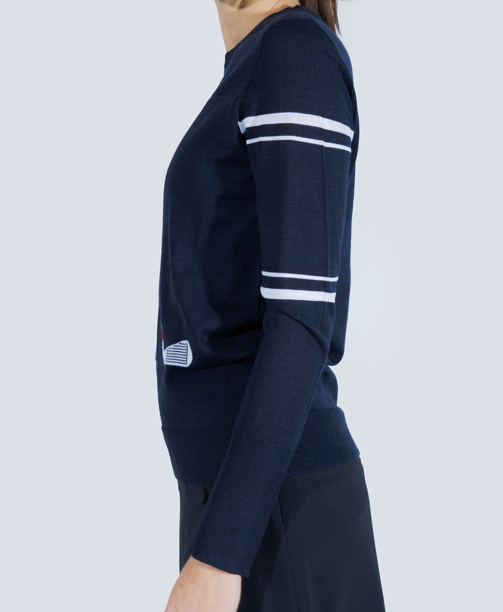 The Club Sweater in Navy Stripe