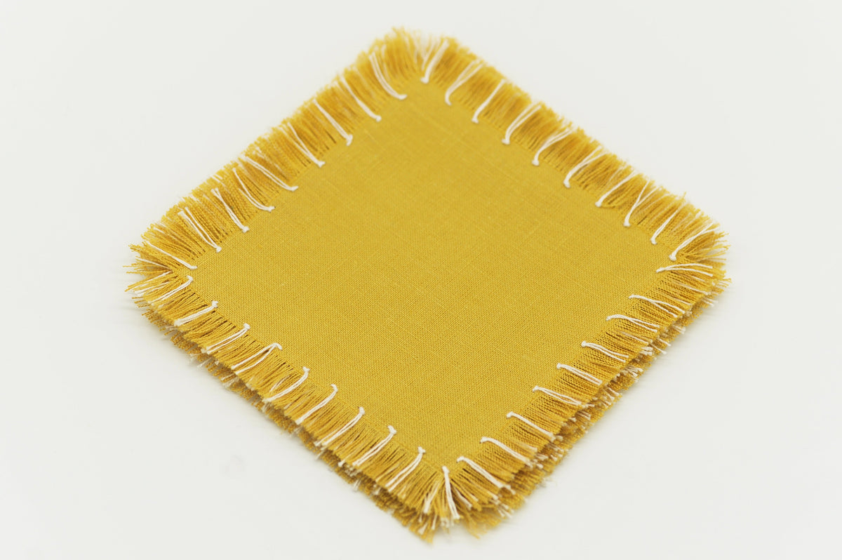 Hand Knotted Fringe Cocktail Napkin, Set of 6