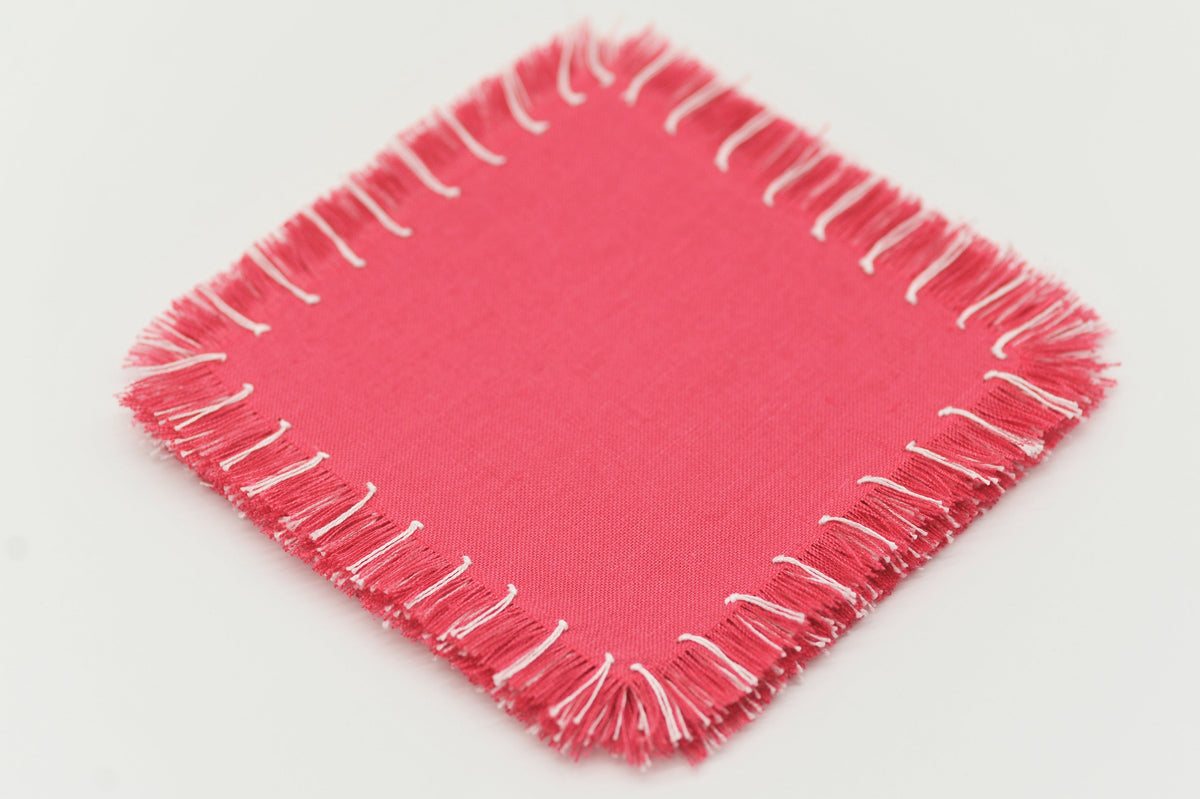 Hand Knotted Fringe Cocktail Napkin, Set of 6