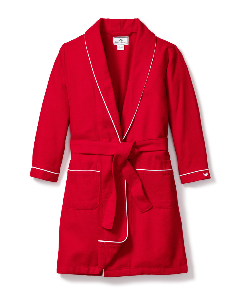 Children’s Red Flannel Robe with White Piping