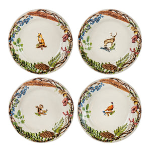 Forest Walk Café Au Lait Dessert & Salad Plate, Assorted, Set 4