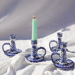 Casa Azul Candlestick with Hand-Painted Designs