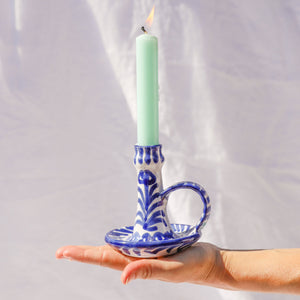 Casa Azul Candlestick with Hand-Painted Designs