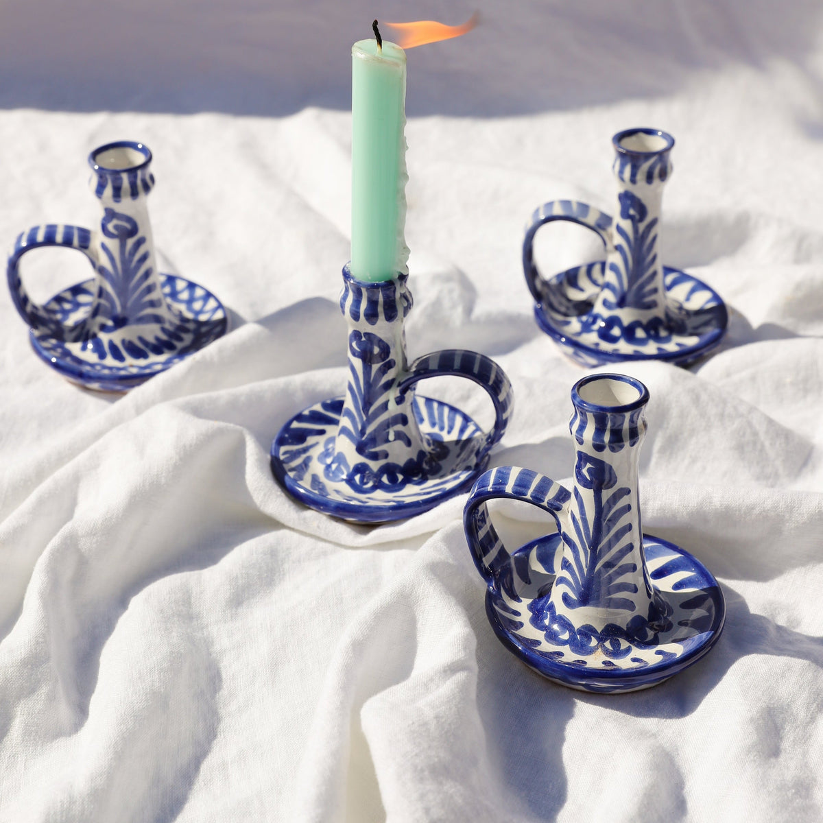 Casa Azul Candlestick with Hand-Painted Designs