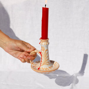 Casa Melocoton Candlestick with Hand-Painted Designs