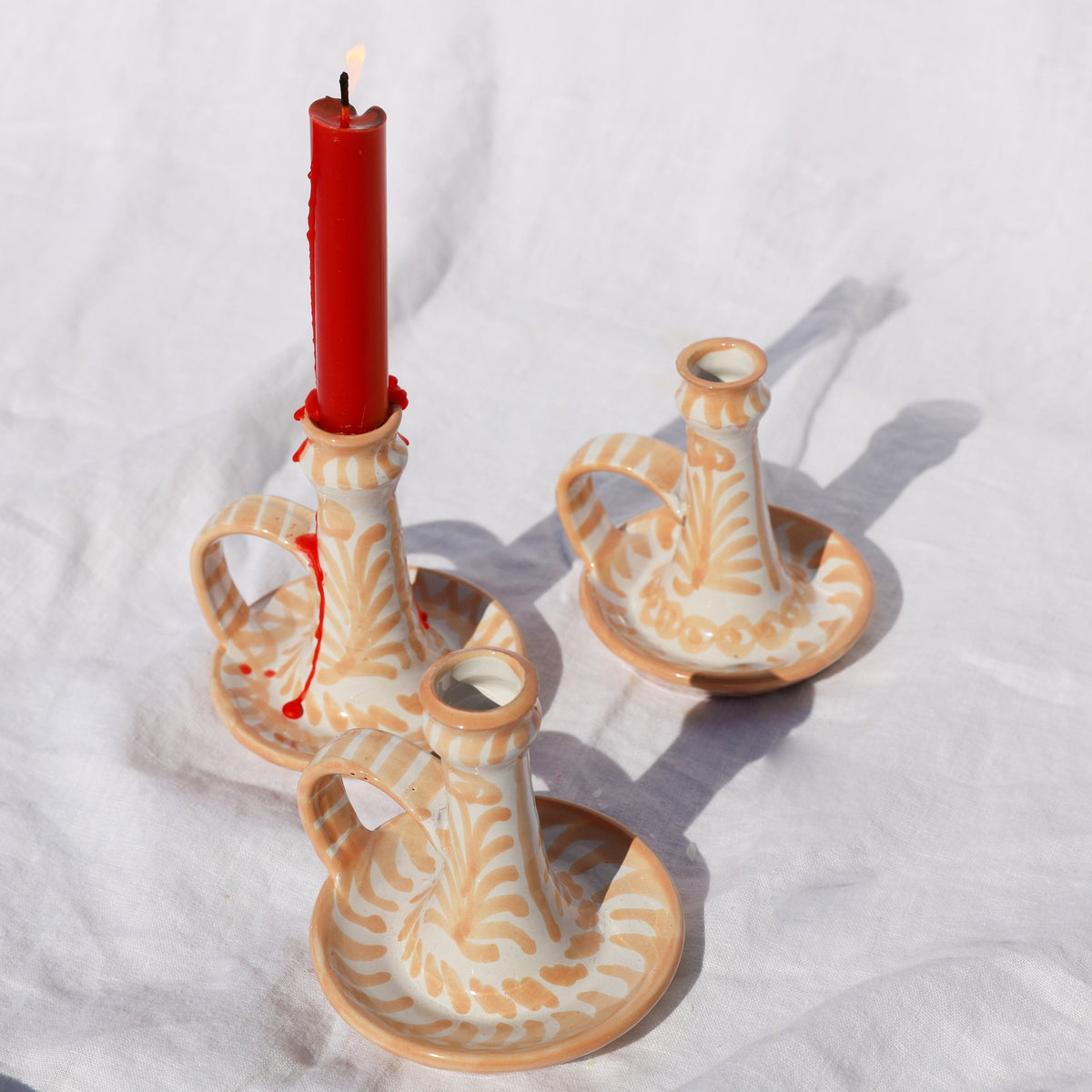 Casa Melocoton Candlestick with Hand-Painted Designs