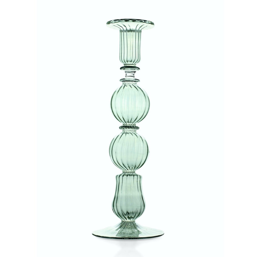 Issy Granger Green Glass Candlestick Candle Holder