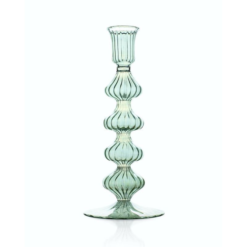 Issy Granger Green Glass Candlestick candle holder