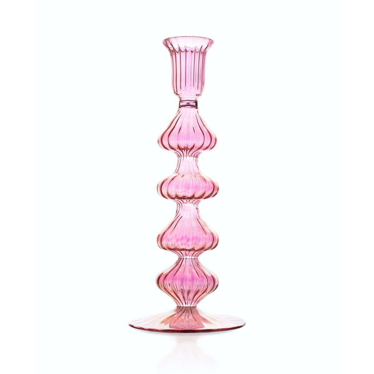 Issy Granger Pink Glass Candlestick, Candle Holder