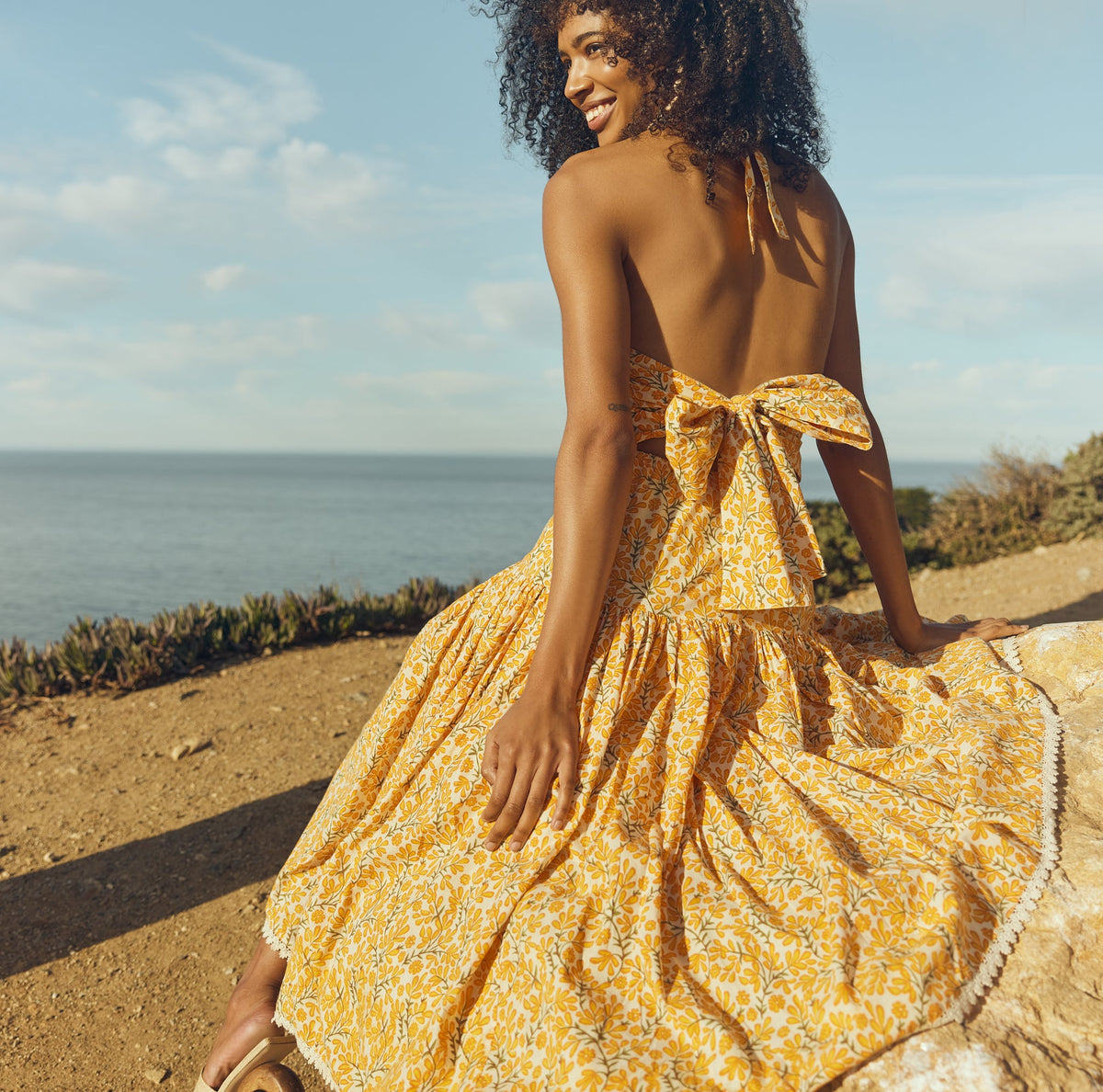 Krystal Dress in Ivory & Clementine Floral