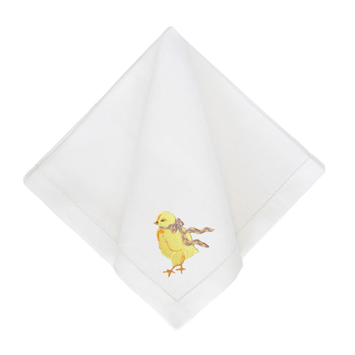 Little Bow Chick Dinner Napkin in Purple/Peach Checker Bow