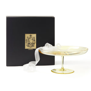 Celia citrine yellow mouth-blown crystal cake stand from Caskata.