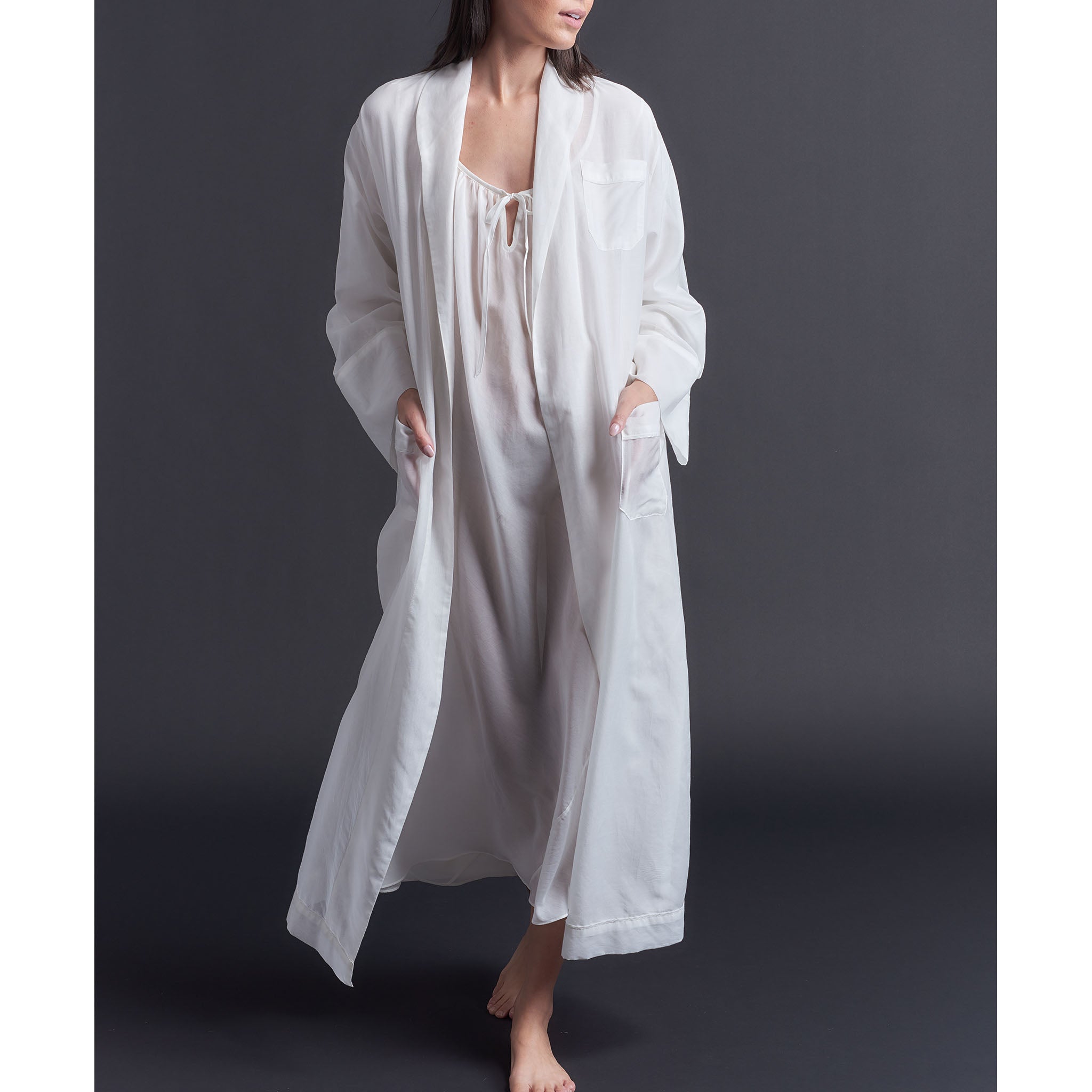 Claudette Pearl Silk Cotton Robe