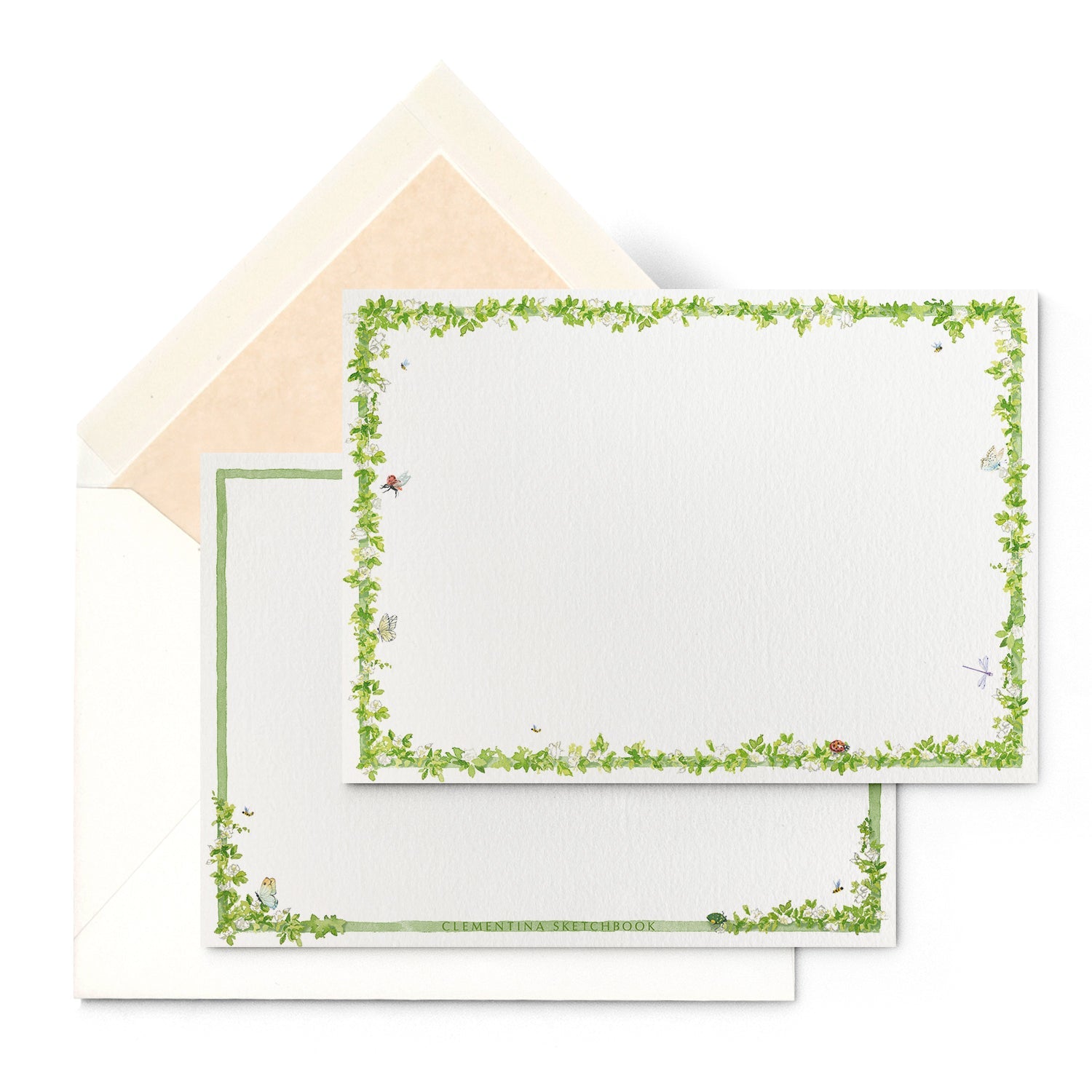 Enchanted Garden Stationery Cards, Personalized Set of 50